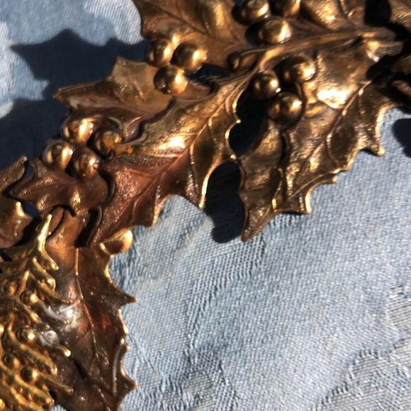 Vtg 3d mixed metal brass Christmas wreath - Picture 8 of 8